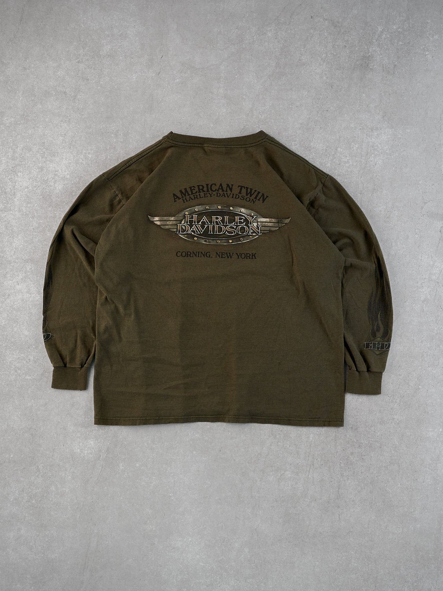 Vintage Moss Green Harley Davidson New York Longsleeve (L)