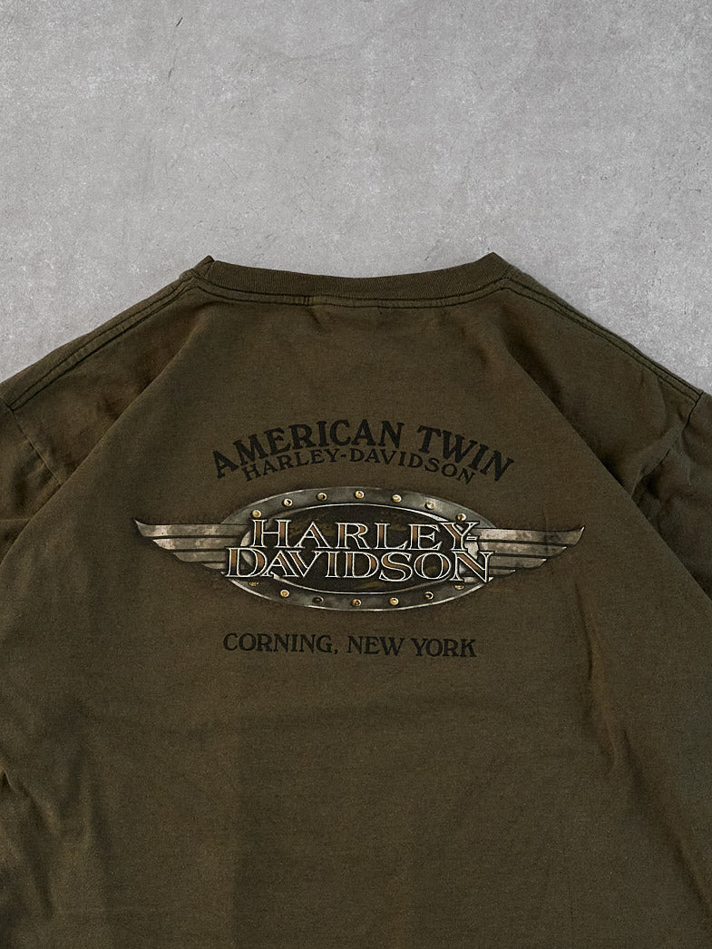 Vintage Moss Green Harley Davidson New York Longsleeve (L)