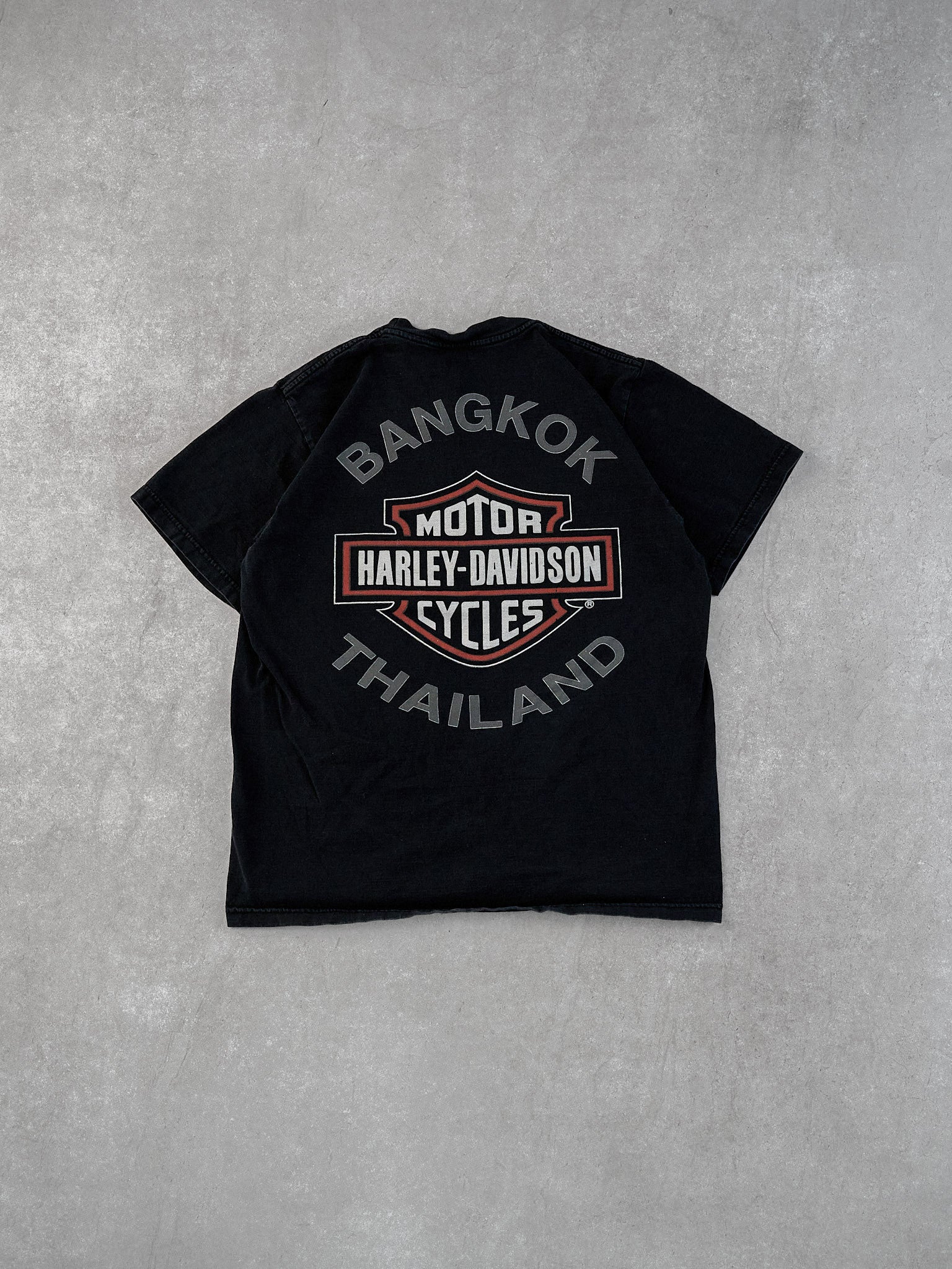 Vintage Black Harley Davidson Bangkok Thailand Graphic Tee (M)