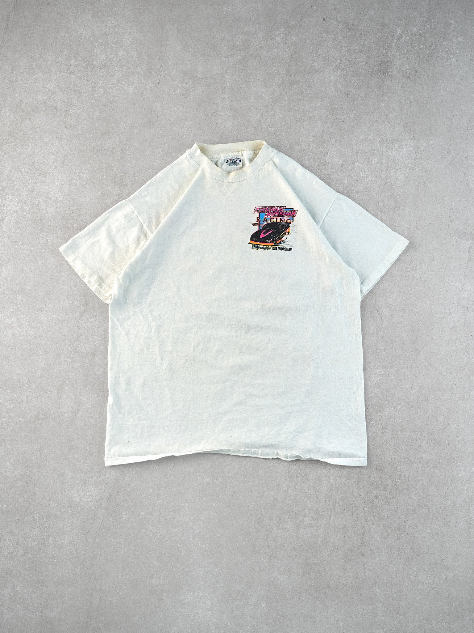 Vintage 90s White Todoran Worsham Racing Graphic Tee (M)