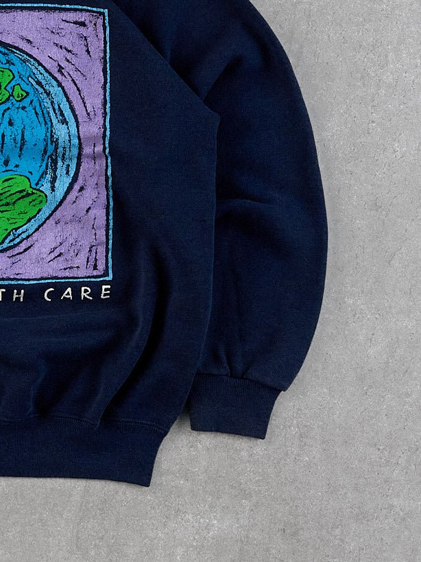 Vintage Navy Blue Handle With Care Earth Graphic Tee (M)