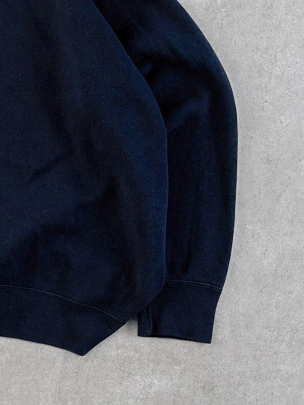 Vintage 90s Navy Blue Russell Athletics Collared 1/4 Zip Crewneck (L)