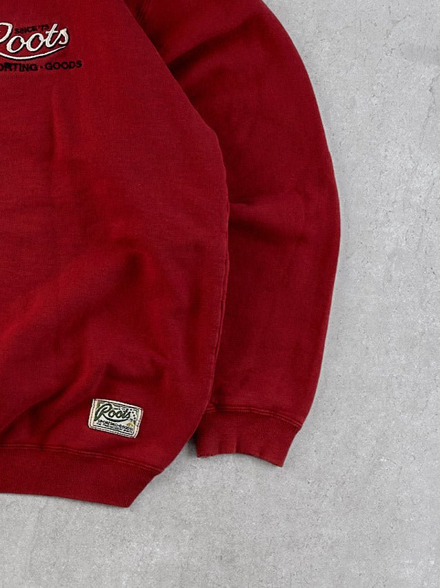 Vintage 90s Red Roots Athletics Collared 1/4 Zip Crewneck (L)