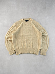 Vintage 90s Beige Tommy Knight Patterned Knit Sweater (M)