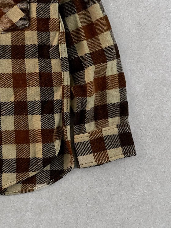Vintage 90s Brown and Beige Woolrich Plaid Wool Button Up (S)