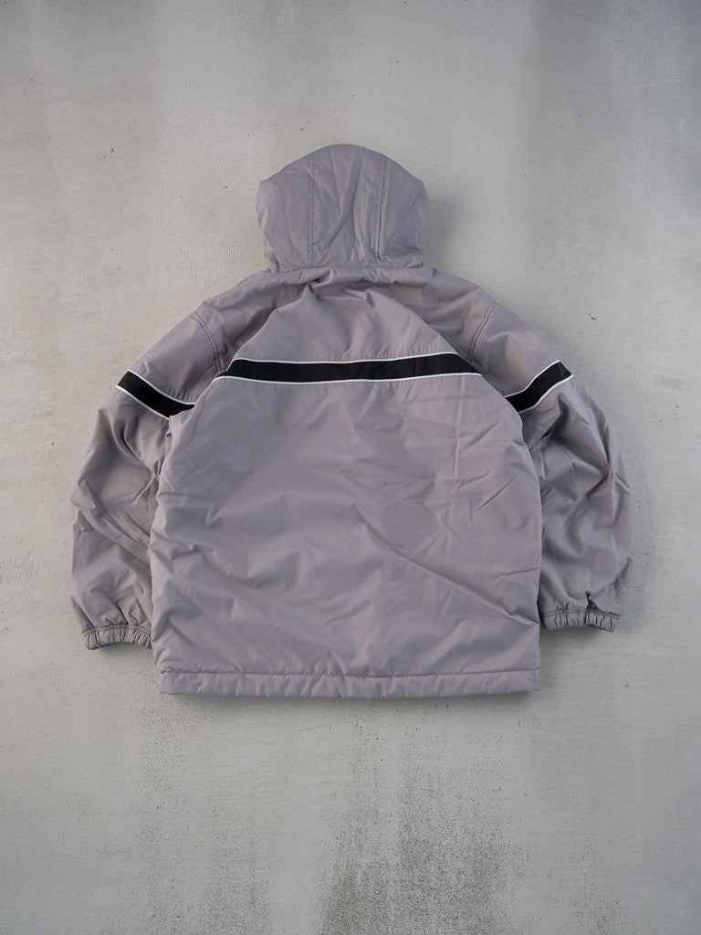 Vintage Y2K Grey and Black Nike Hooded Reversible Puffer Jacket (L)
