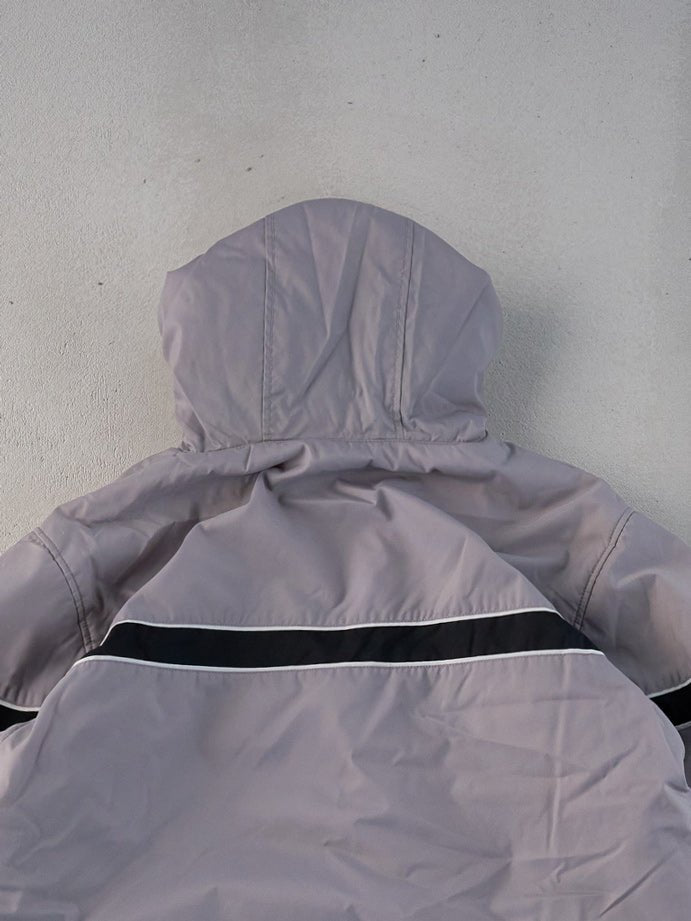 Vintage Y2K Grey and Black Nike Hooded Reversible Puffer Jacket (L)