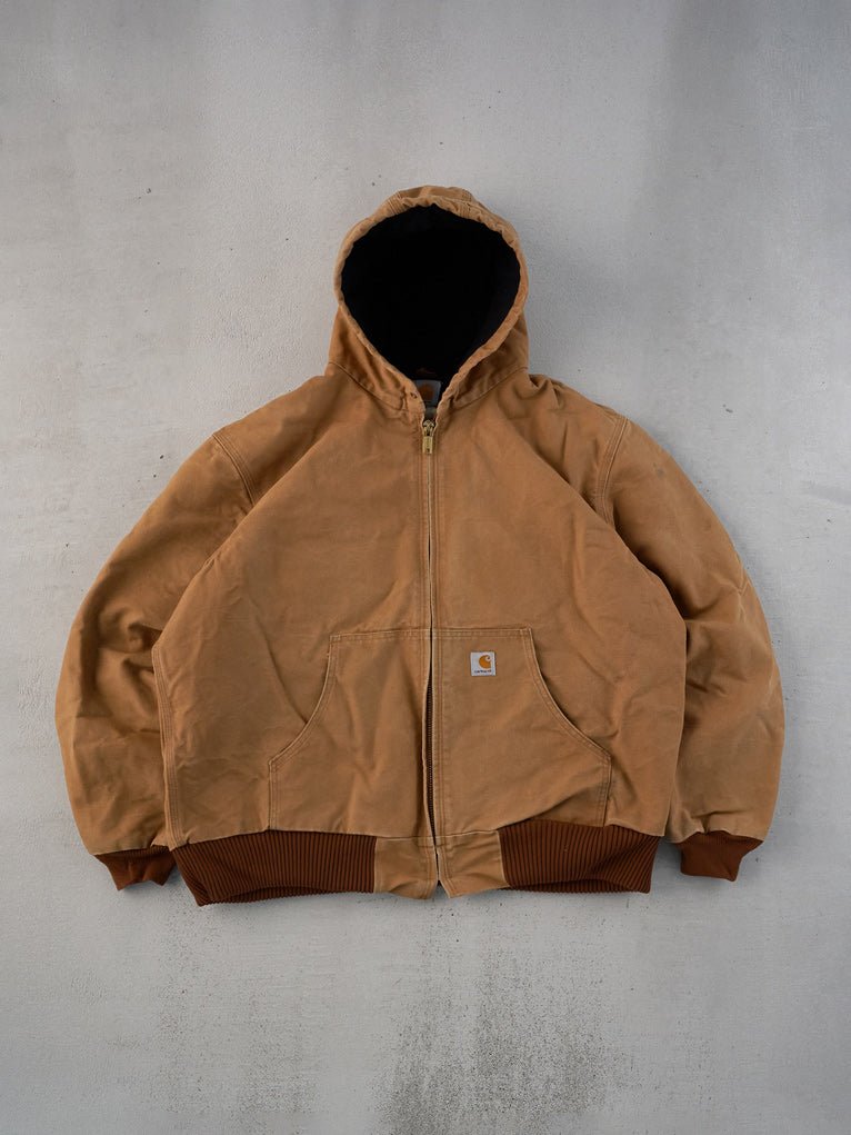Vintage 90s Khaki Carhartt Hooded Workwear Jacket (XL)