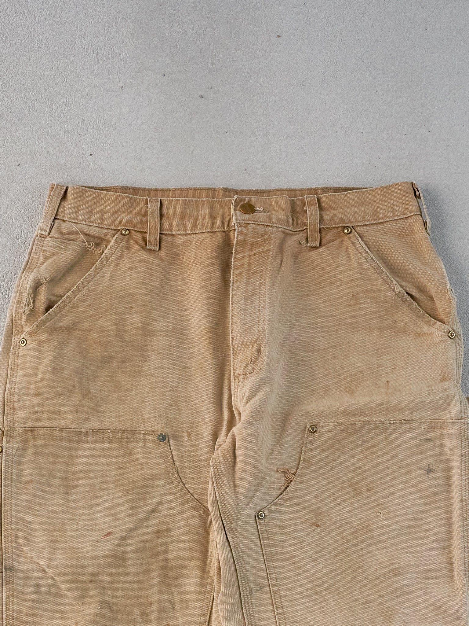 Vintage 90s Khaki Carhartt Double Knee Workwear Carpenter Pants (32x29)