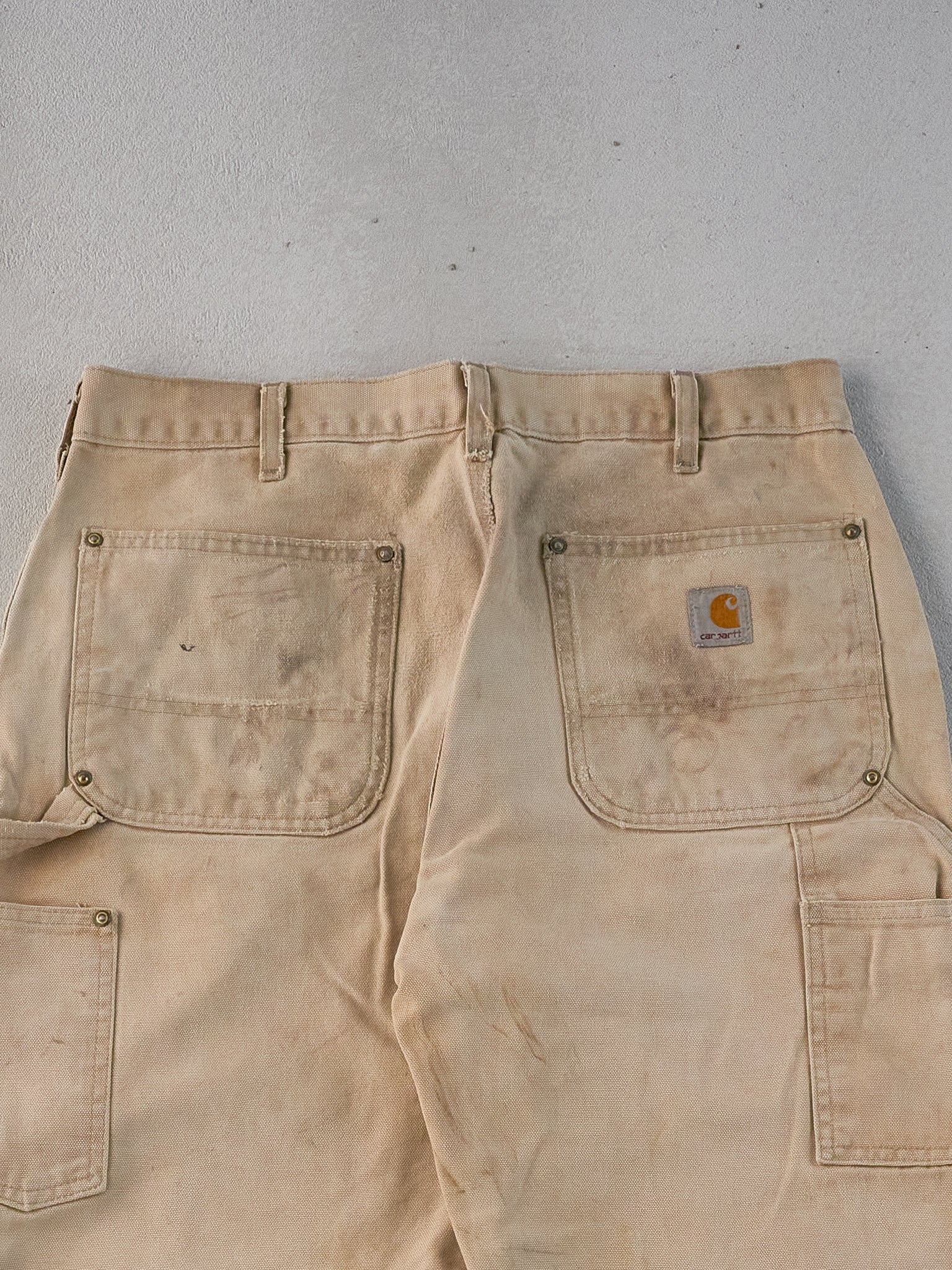 Vintage 90s Khaki Carhartt Double Knee Workwear Carpenter Pants (32x29)