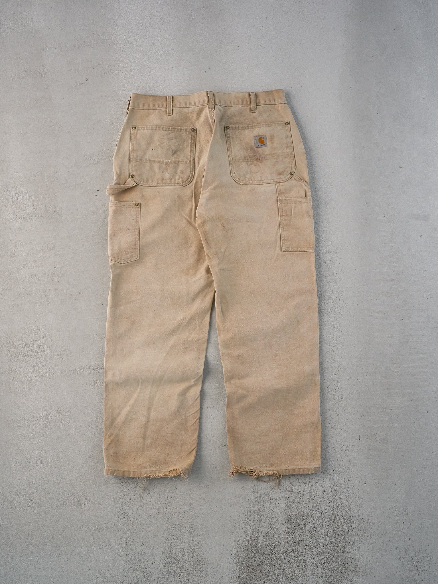 Vintage 90s Khaki Carhartt Double Knee Workwear Carpenter Pants (32x29)