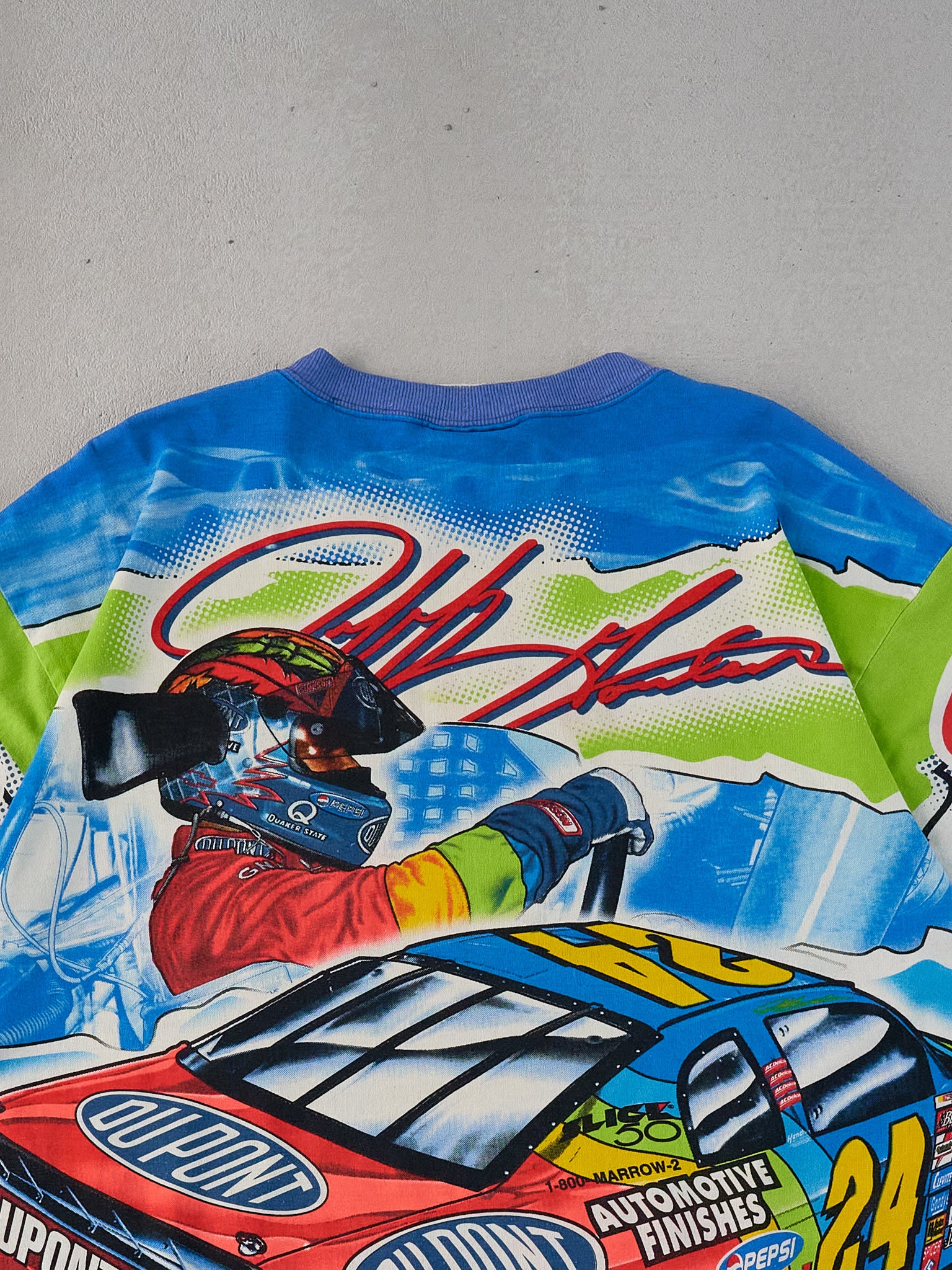 Vintage 99' Jeff Gordon Dupont NASCAR Racing All Over Print Tee (L)