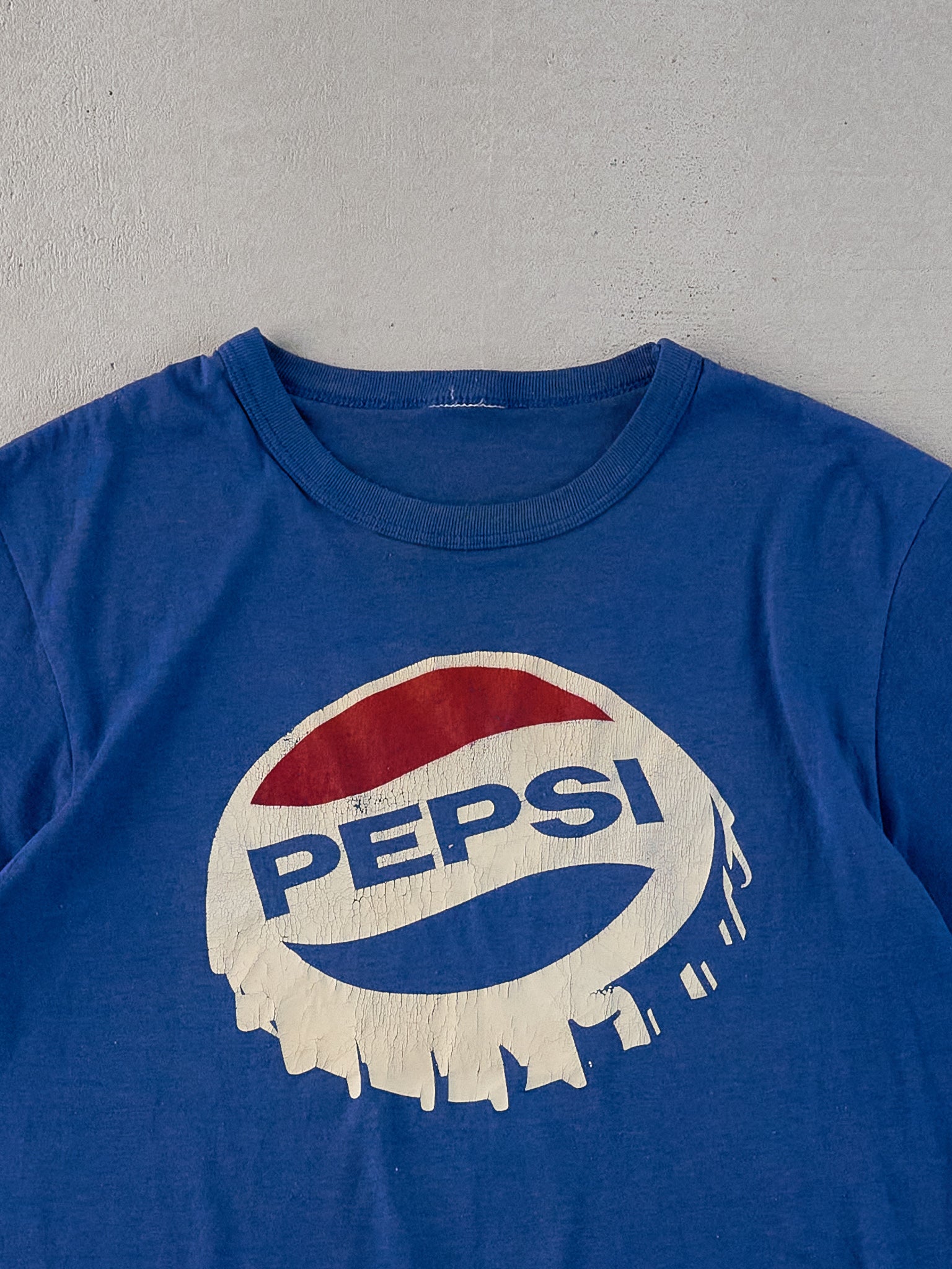Vintage 80s Blue Single Stitched Pepsi Graphic Tee (S)