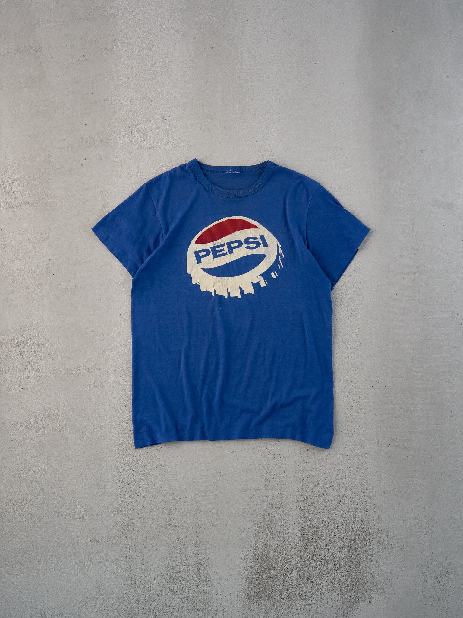 Vintage 80s Blue Single Stitched Pepsi Graphic Tee (S)