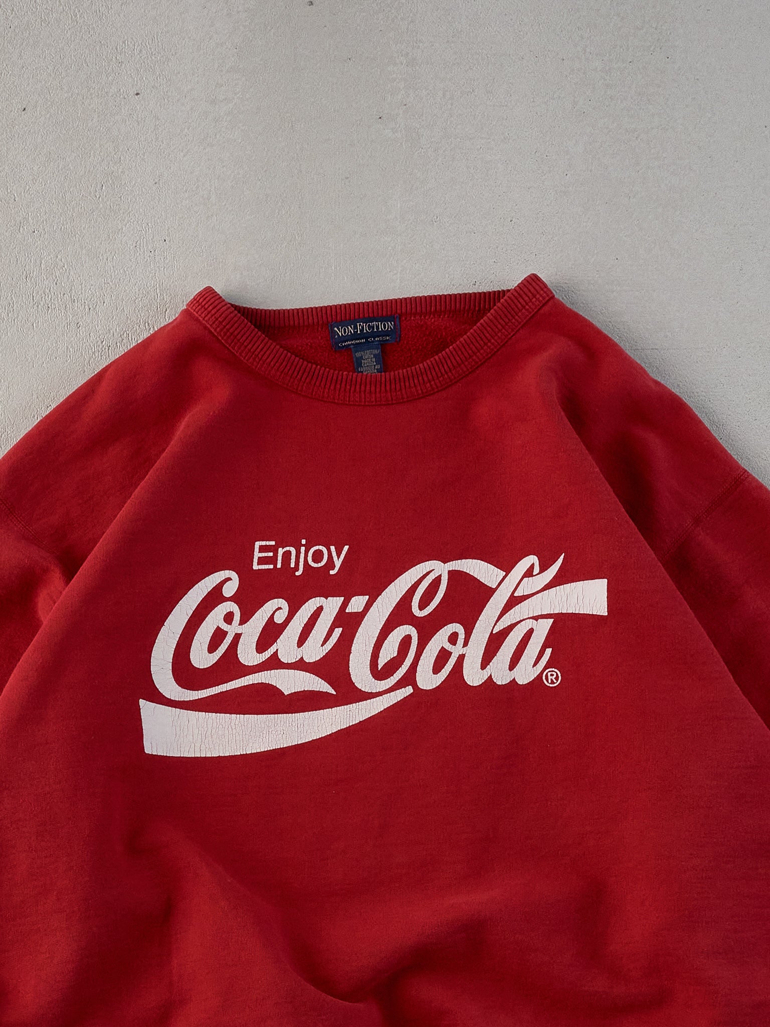 Vintage 90s Red Coca Cola Enjoy Graphic Crewneck (XL)