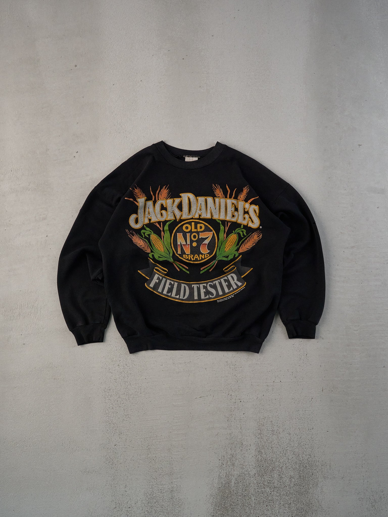 Vintage 80s Black Jack Daniels Field Tester Graphic Crewneck (M)