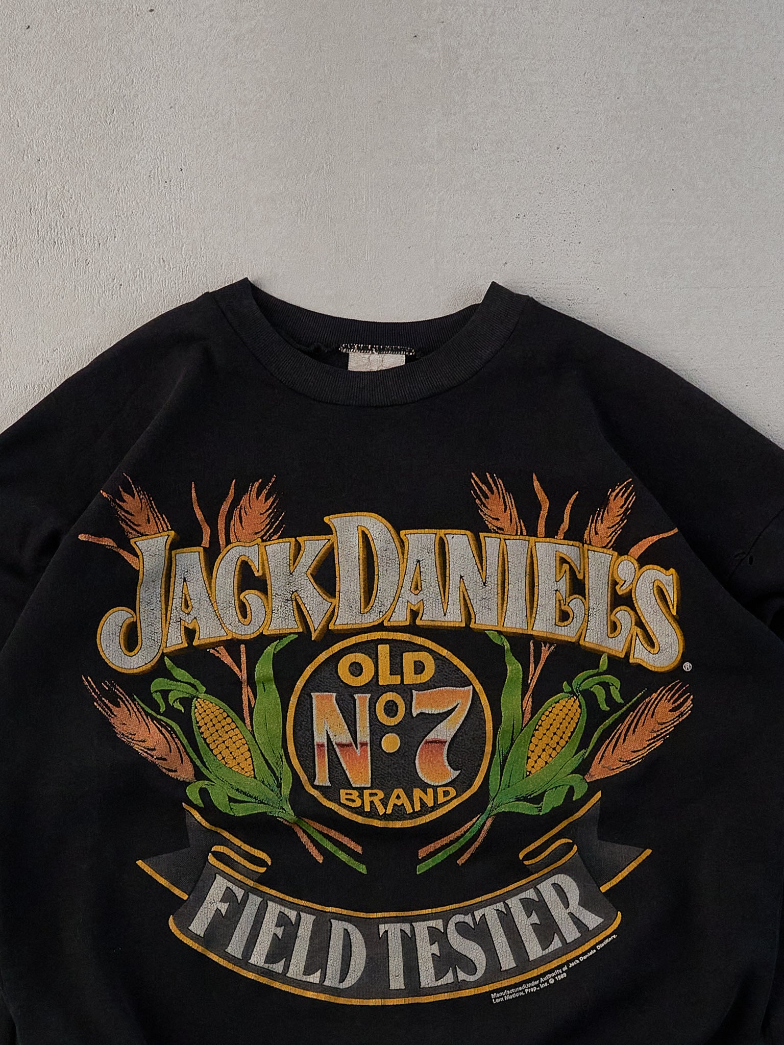 Vintage 80s Black Jack Daniels Field Tester Graphic Crewneck (M)