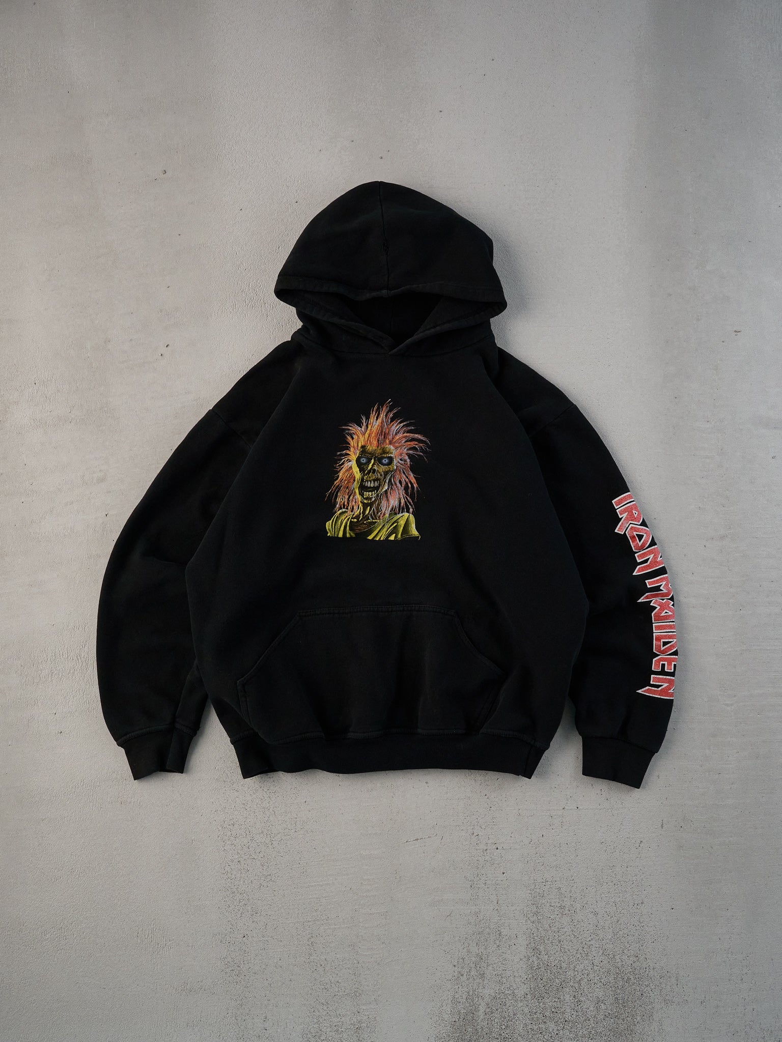 Vintage 90s Black Iron Maiden Graphic Hoodie (L)