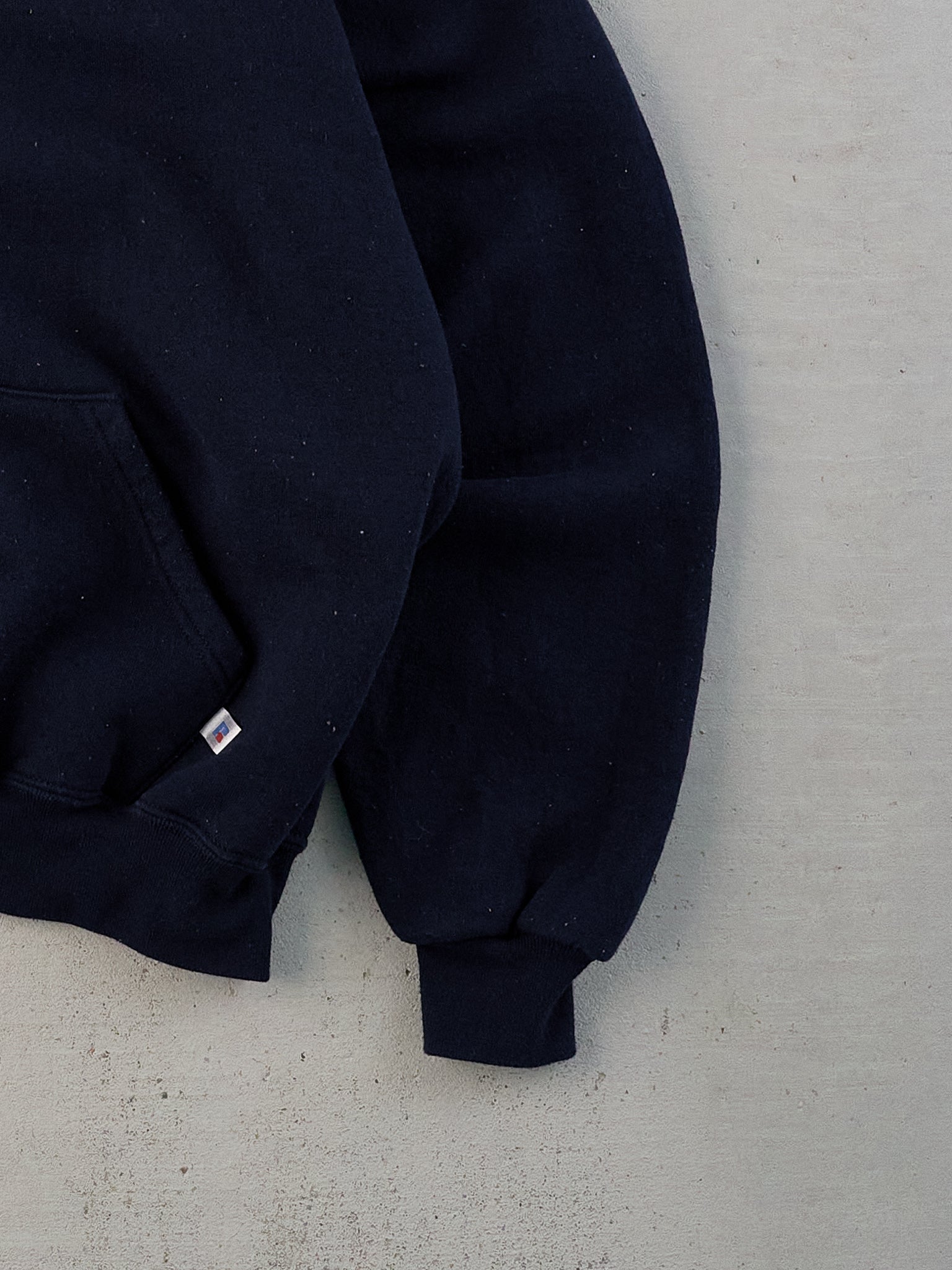 Vintage 90s Navy Blue Russell Athletics Blank Hoodie (L)