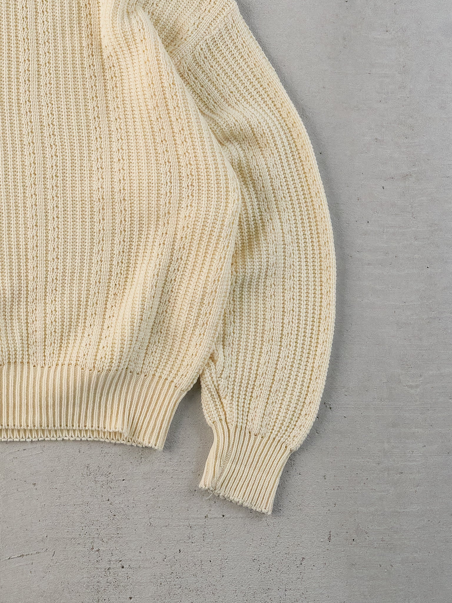 Vintage 90s Beige Chain Patterned Knit Sweater (M)