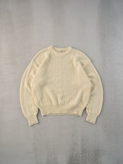 Vintage 90s Beige Chain Patterned Knit Sweater (M)