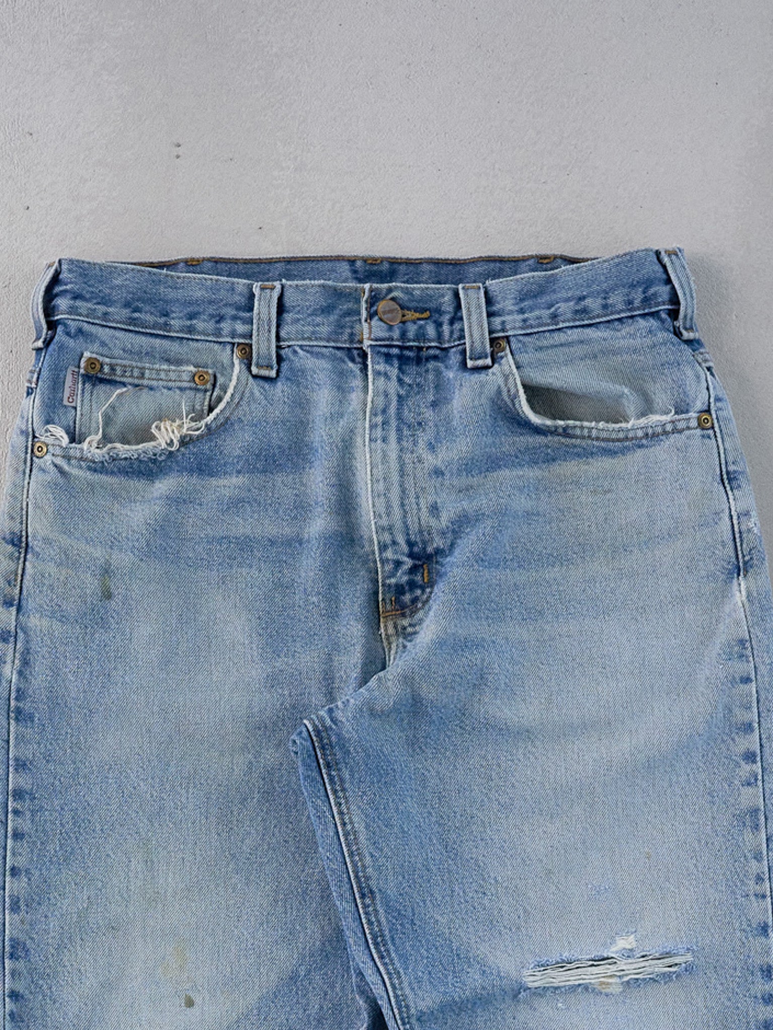 Vintage 90s Washed Blue Carhartt Distressed Denim Jeans (31x31)