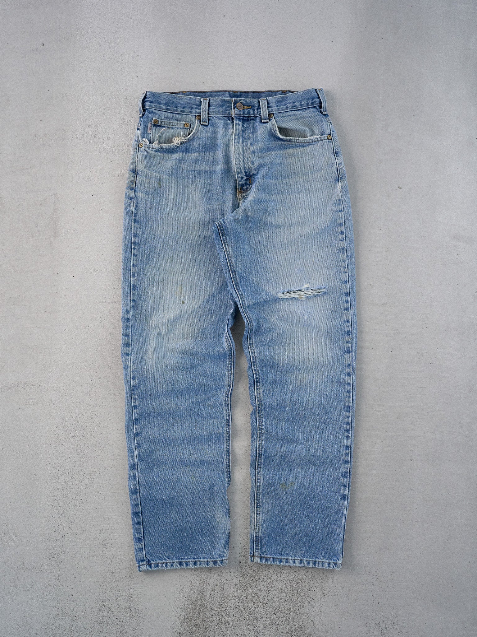 Vintage 90s Washed Blue Carhartt Distressed Denim Jeans (31x31)