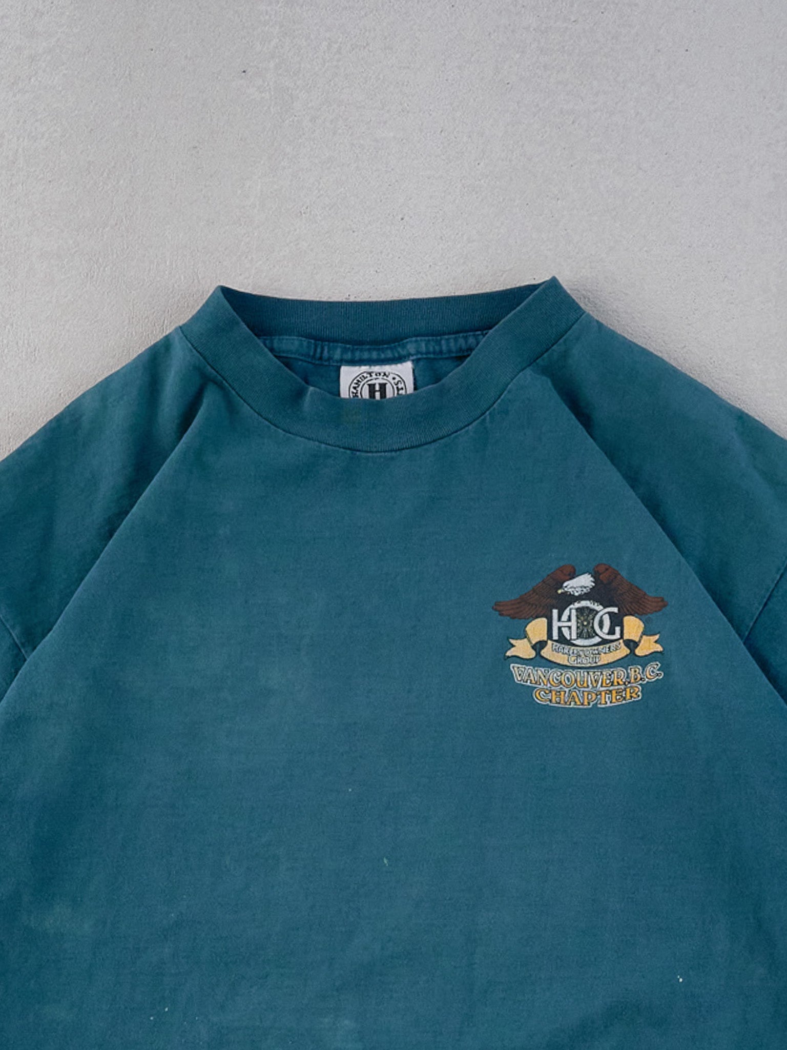 Vintage 90s Teal Harley Davidson Vancouver BC Graphic Tee (M)