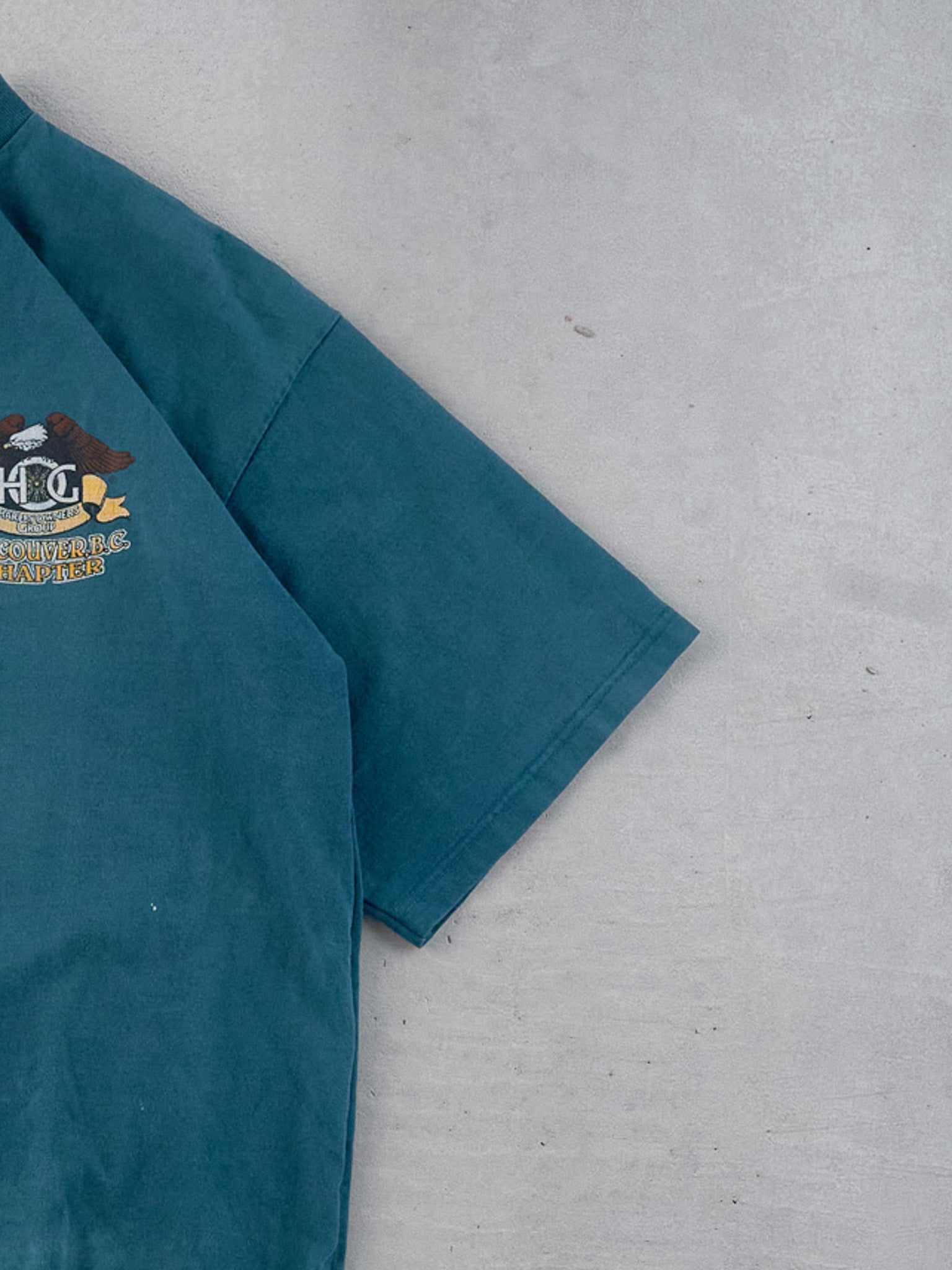Vintage 90s Teal Harley Davidson Vancouver BC Graphic Tee (M)