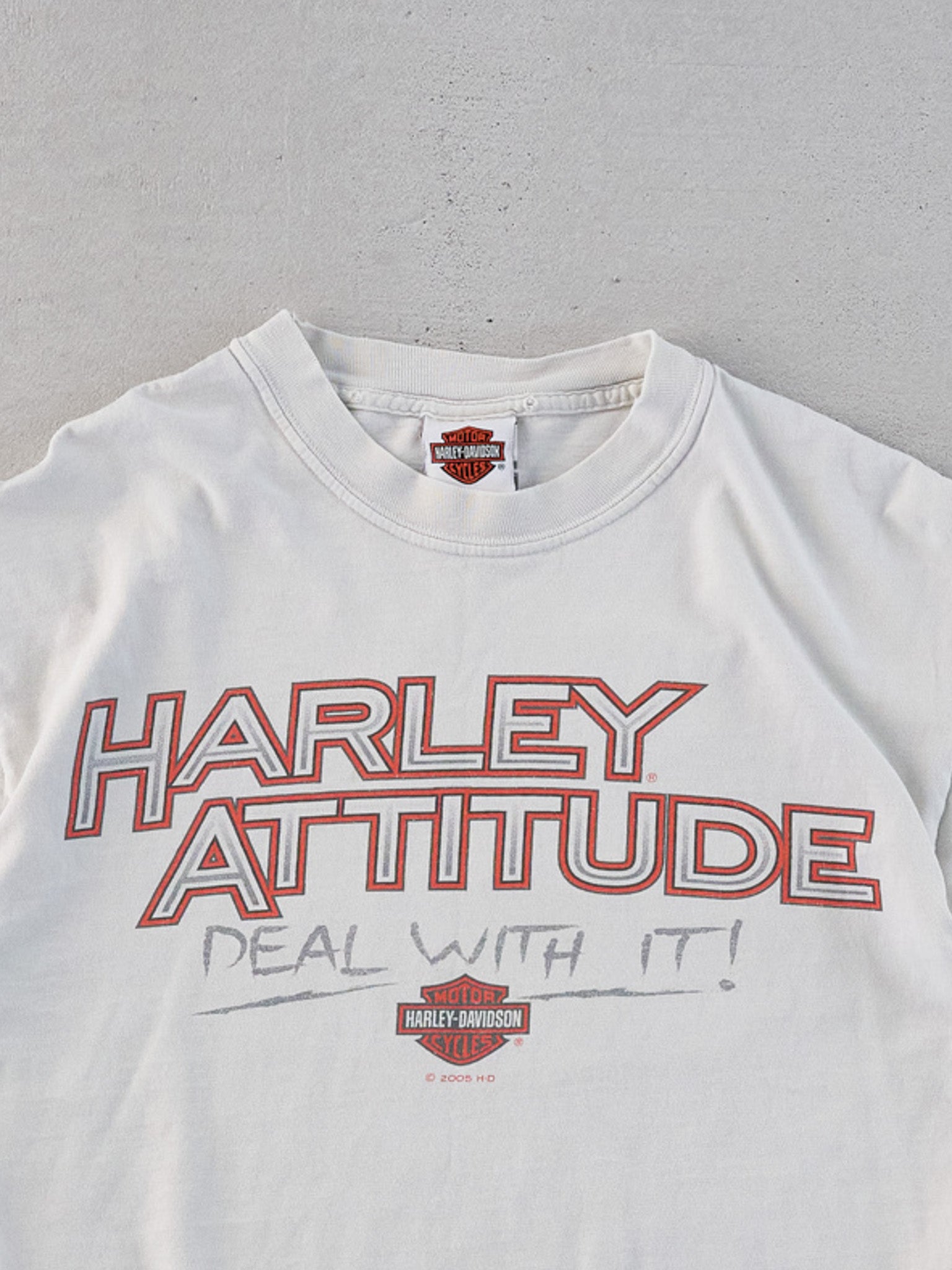 Vintage 05' White Harley Davidson Attitude Graphic Tee (S)
