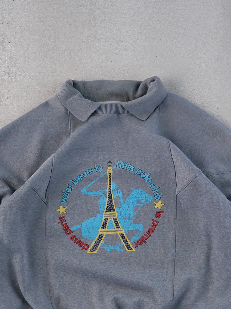 Vintage 80s Grey Beverly Hills Polo Club Turtleneck (M/L)