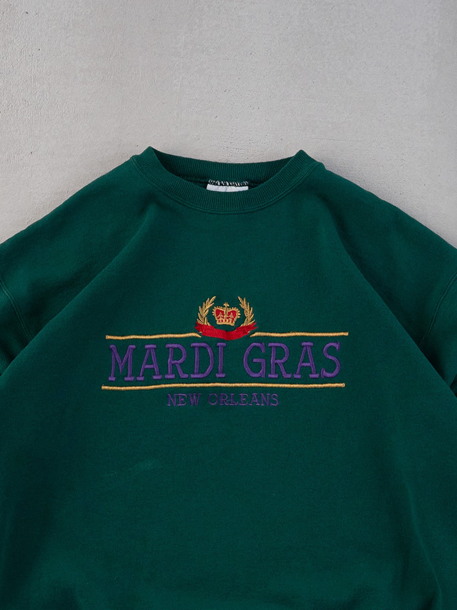 Vintage 90s Pine Green Mardi Gras New Orleans Crewneck