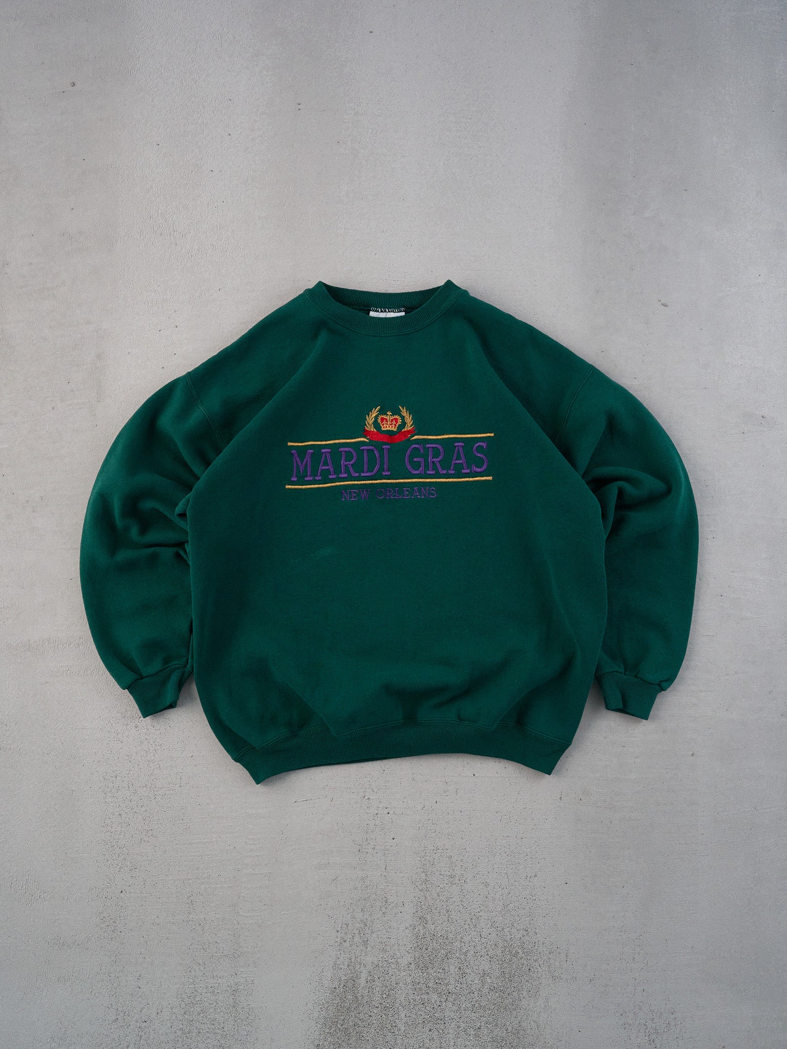 Vintage 90s Pine Green Mardi Gras New Orleans Crewneck