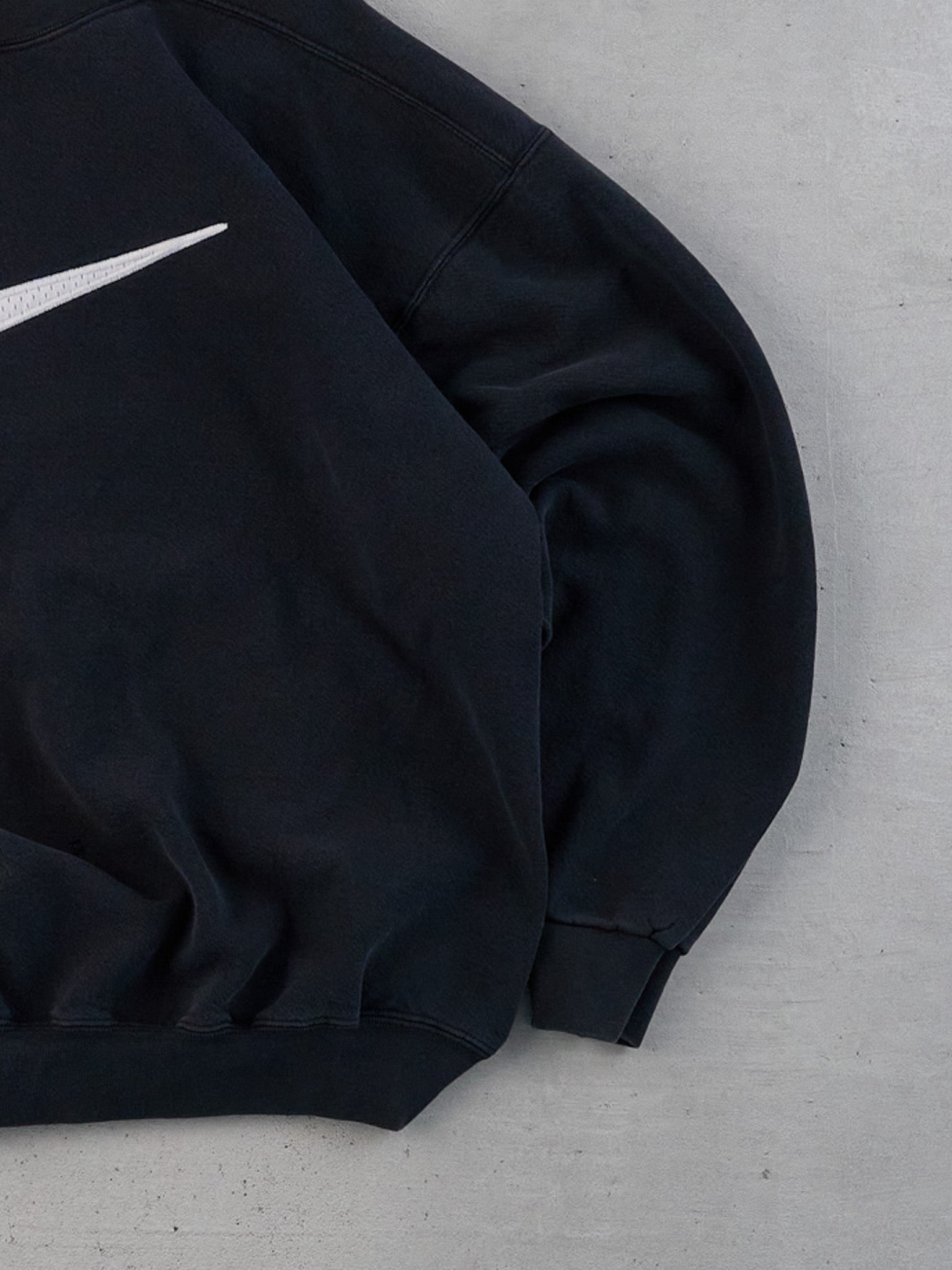 Vintage 90s Black Distressed Nike Swoosh Crewneck (M/L)
