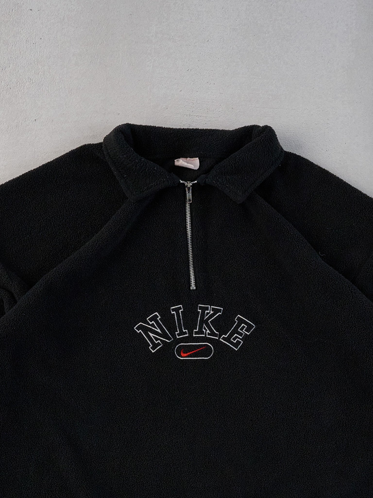 Vintage 90s Black Nike Fleece Collared 1/4 Zip Crewneck (XL)