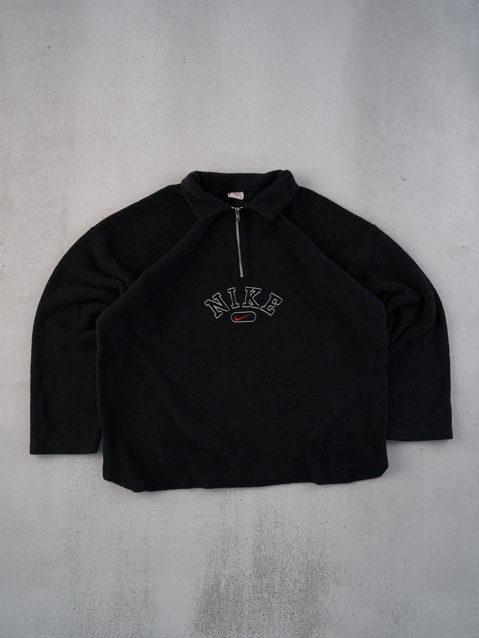 Vintage 90s Black Nike Fleece Collared 1/4 Zip Crewneck (XL)