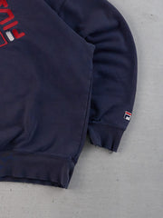 Vintage 90s Washed Navy Blue Fila Graphic Crewneck (XL)