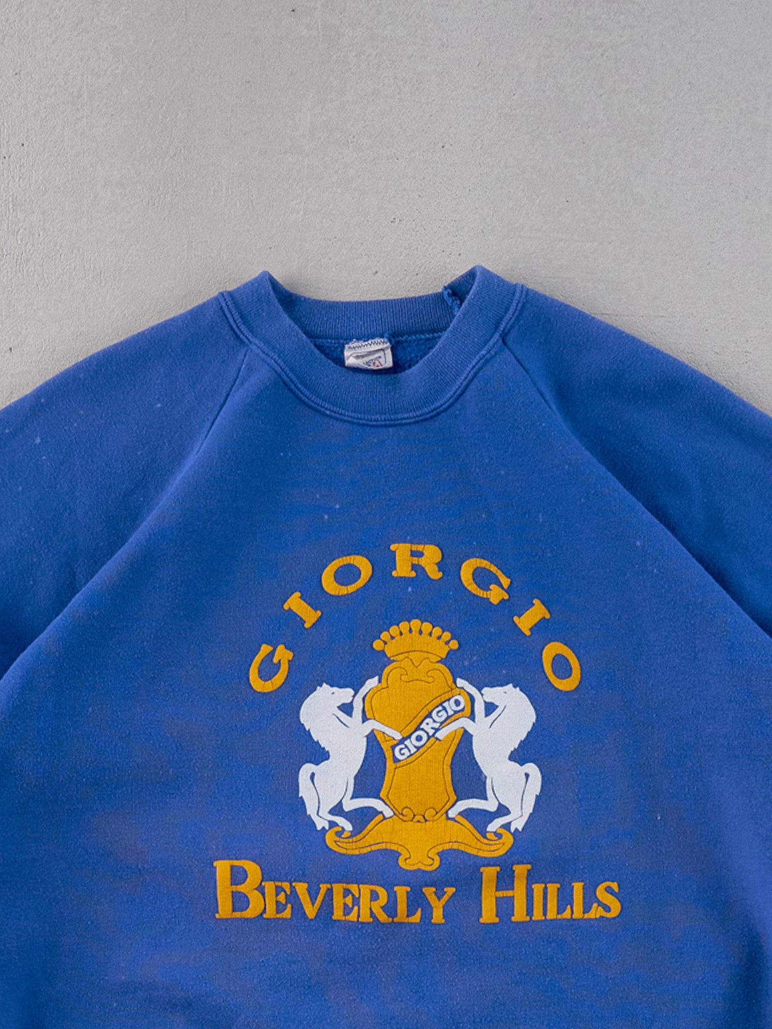 Vintage 80s Royal Blue Giorgio Beverly Hills Graphic Crewneck (M)