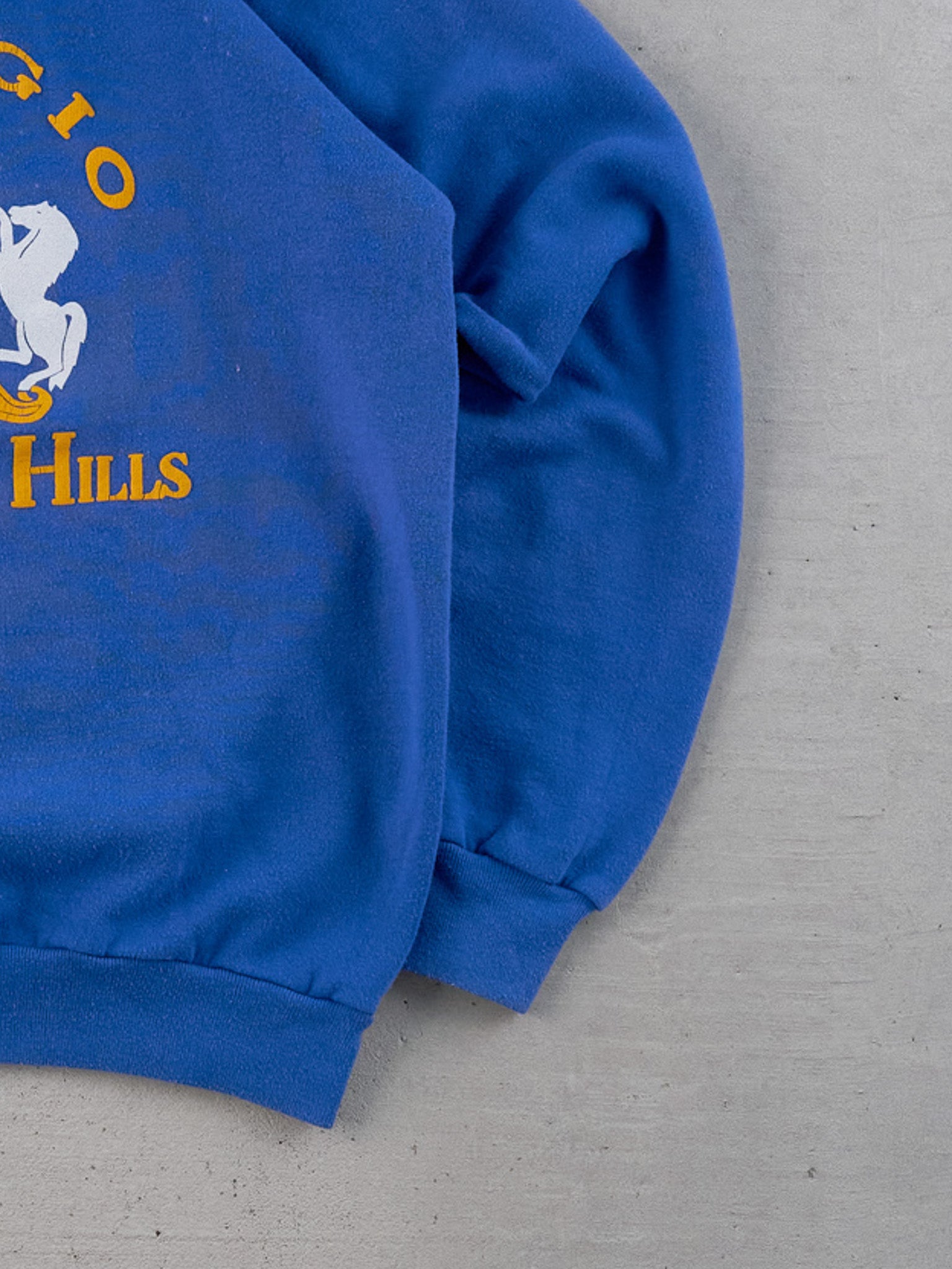 Vintage 80s Royal Blue Giorgio Beverly Hills Graphic Crewneck (M)