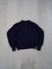 Vintage 90s Blue Polo By Ralph Lauren Wool Collared Sweater (L)