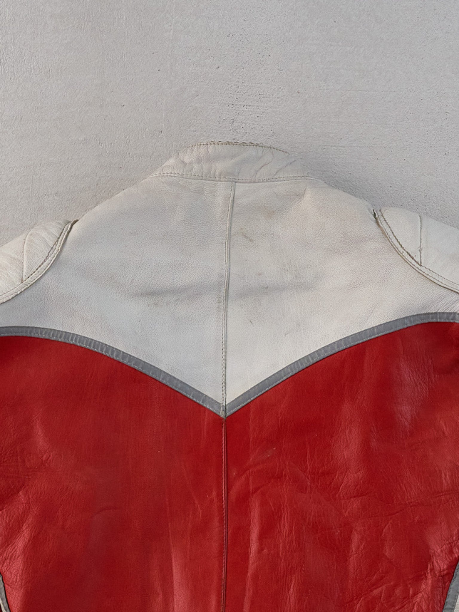 Vintage 70s Red and White Malung Sweden Motorcycle Leather Jacket (M)