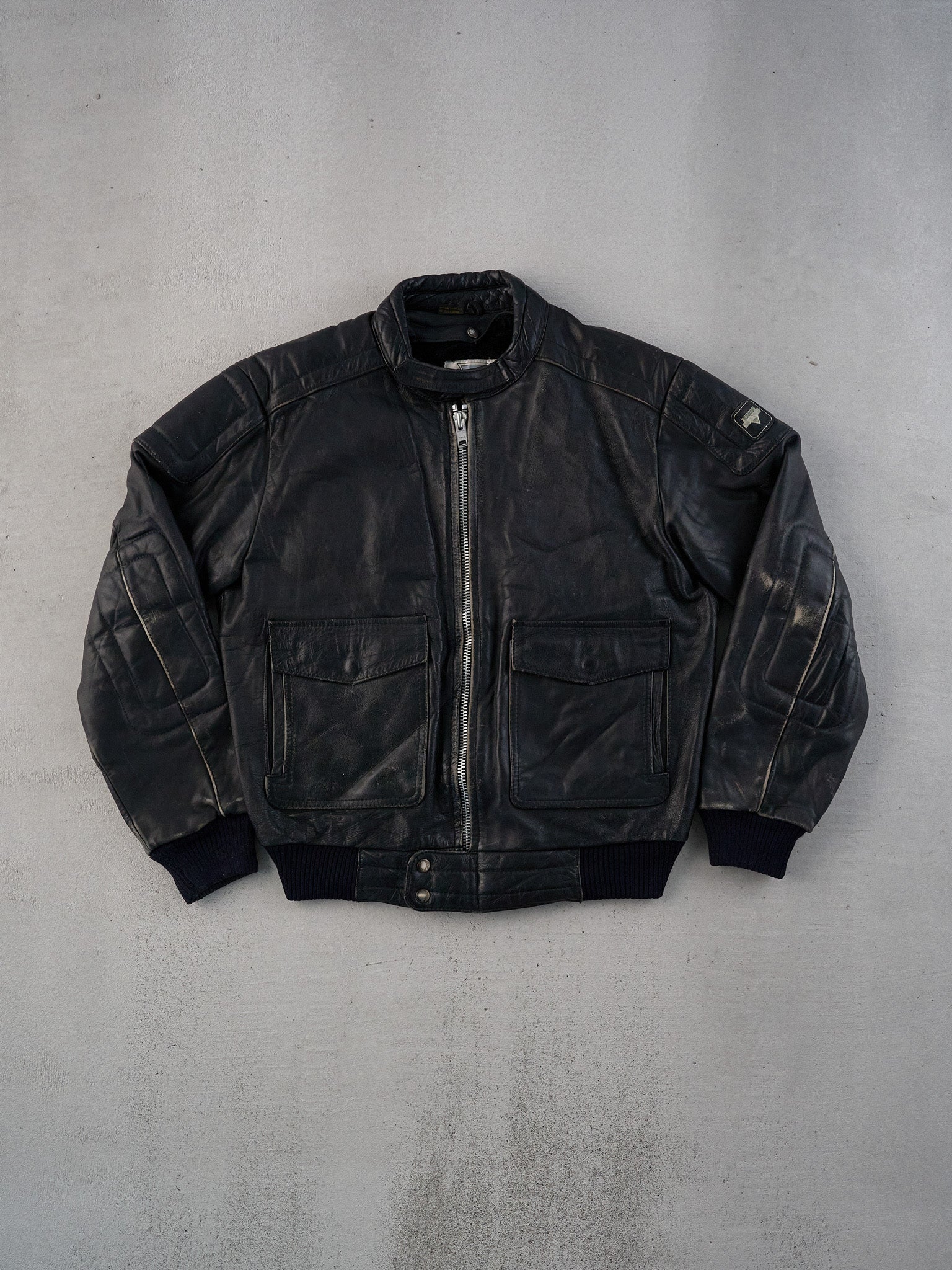 Vintage 90s Black Neilson Rigg Collared Leather Jacket (M)