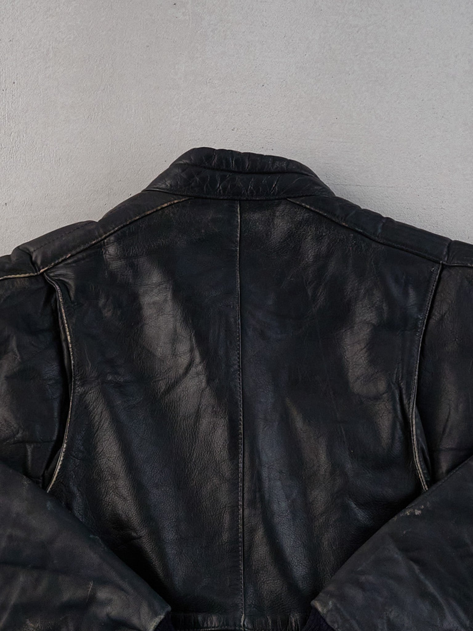 Vintage 90s Black Neilson Rigg Collared Leather Jacket (M)