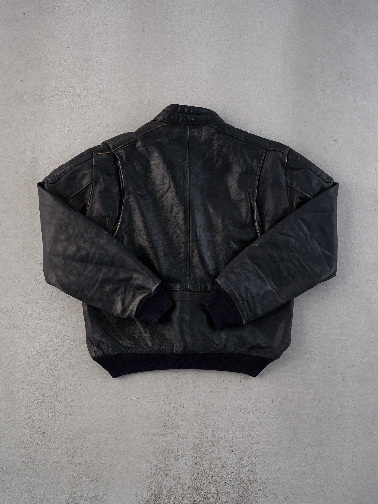 Vintage 90s Black Neilson Rigg Collared Leather Jacket (M)