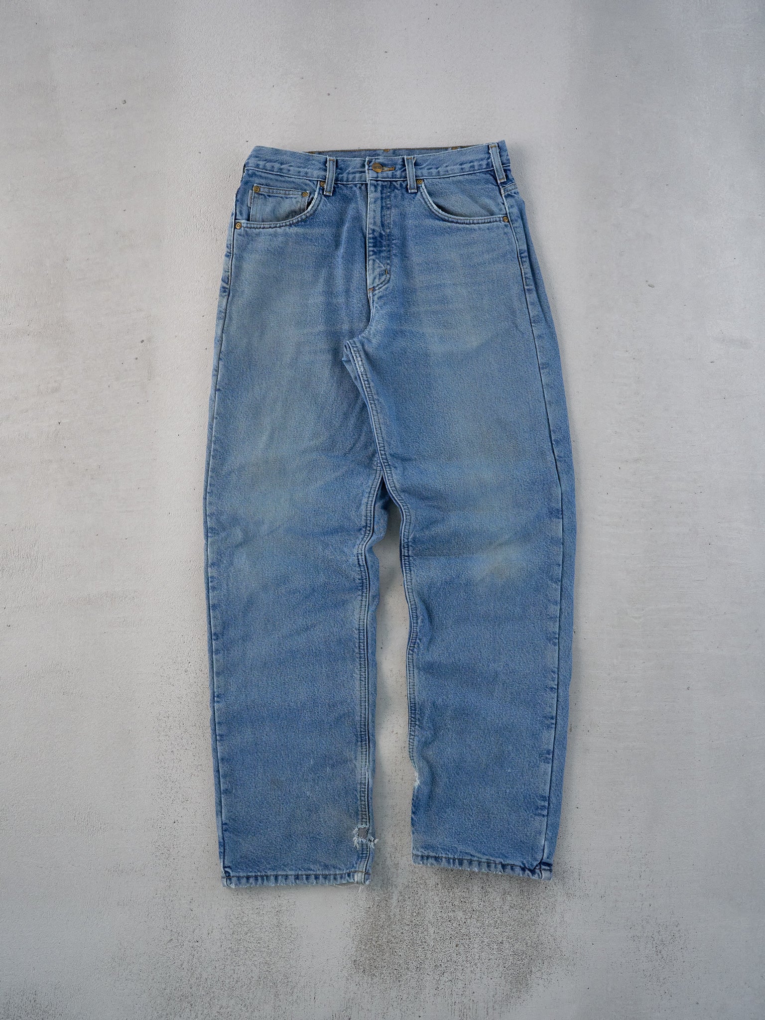 Vintage 90s Light Blue Carhartt Lined Denim Carpenter Pants (30x33)