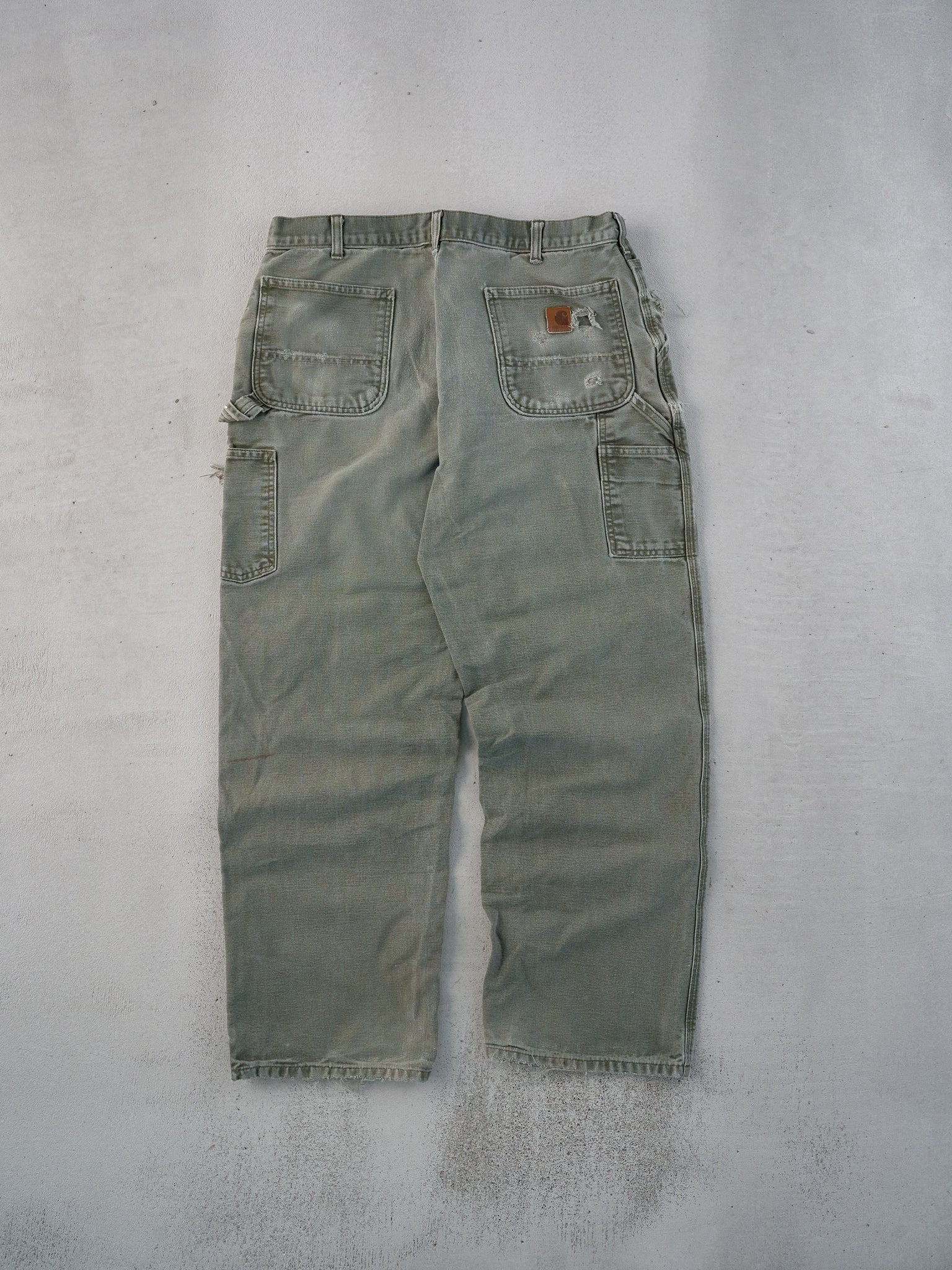 Vintage 90s Washed Sage Green Carhartt Carpenter Pants (35x30)