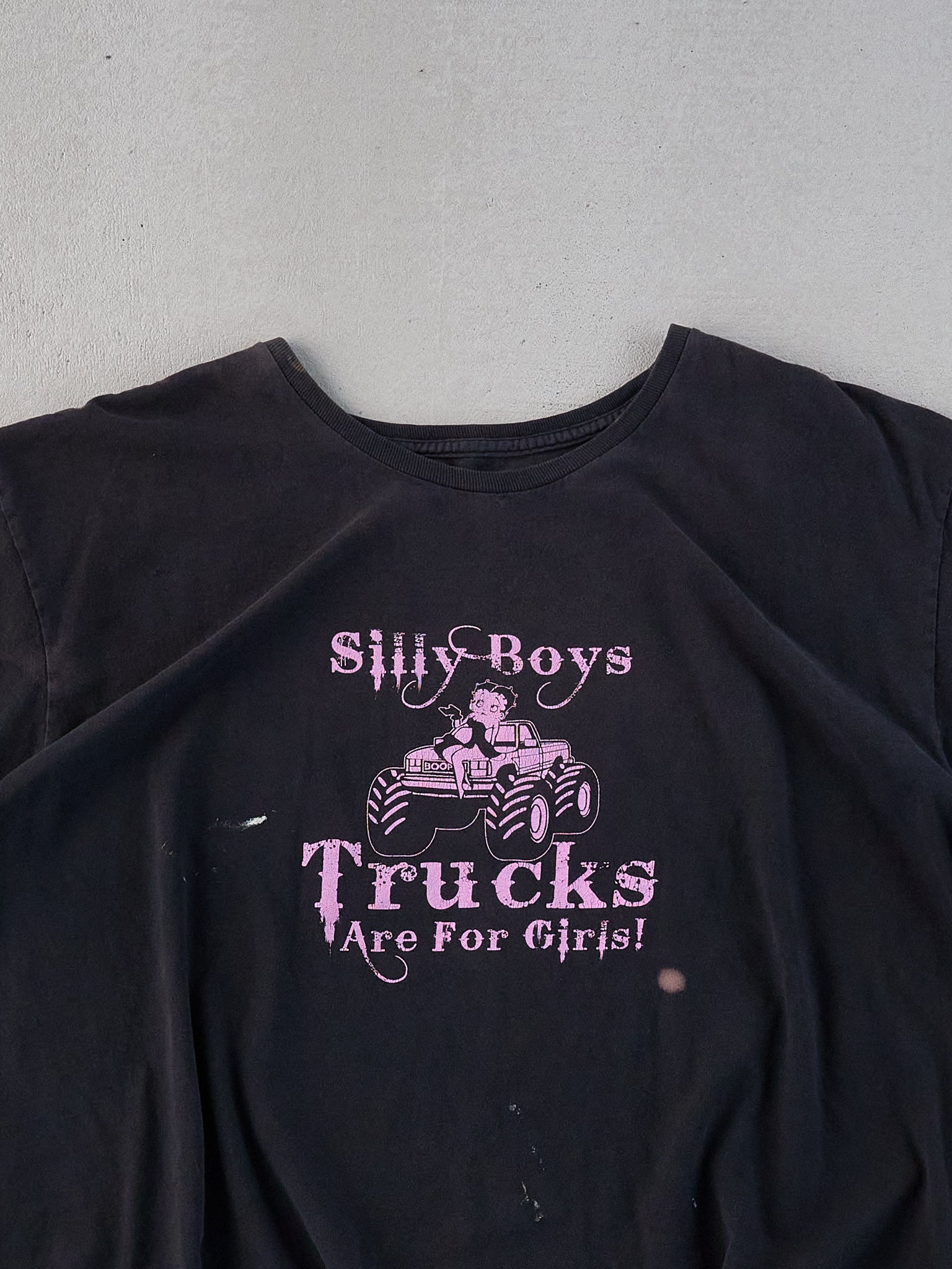 Vintage Y2k Black Betty Boop "Silly Boys Trucks Are for Girls" Tee (M)