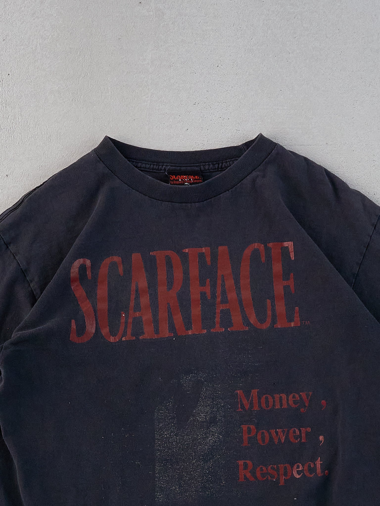 Vintage 90s Faded Black Scarface Graphic Tee (S)