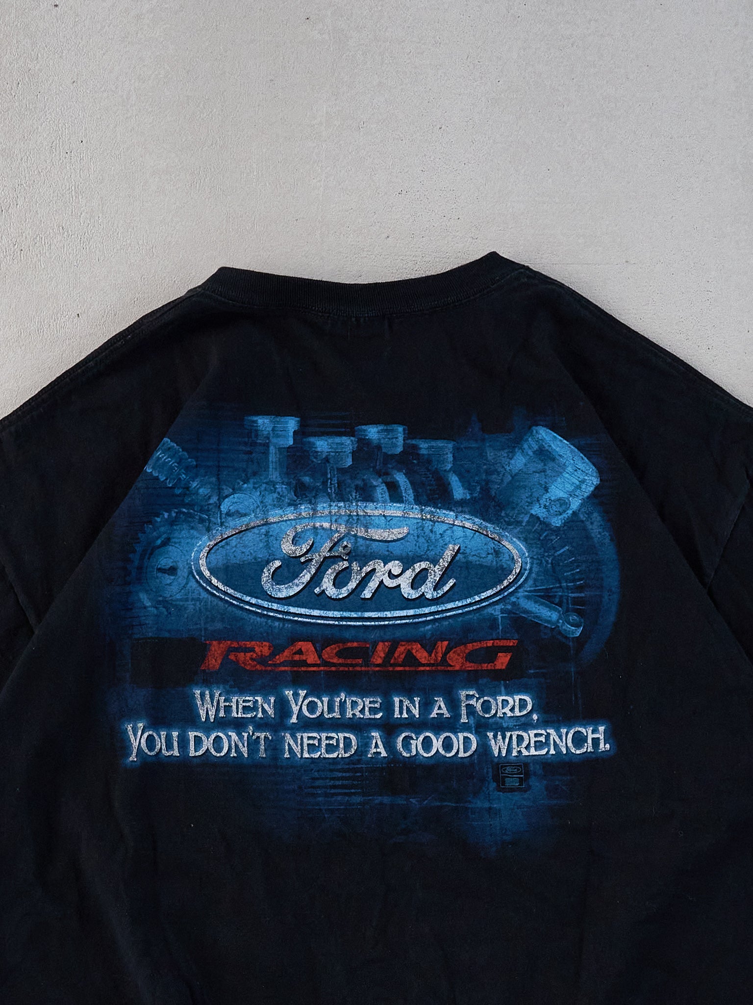 Vintage Y2k Black Ford Racing Graphic Tee (L)