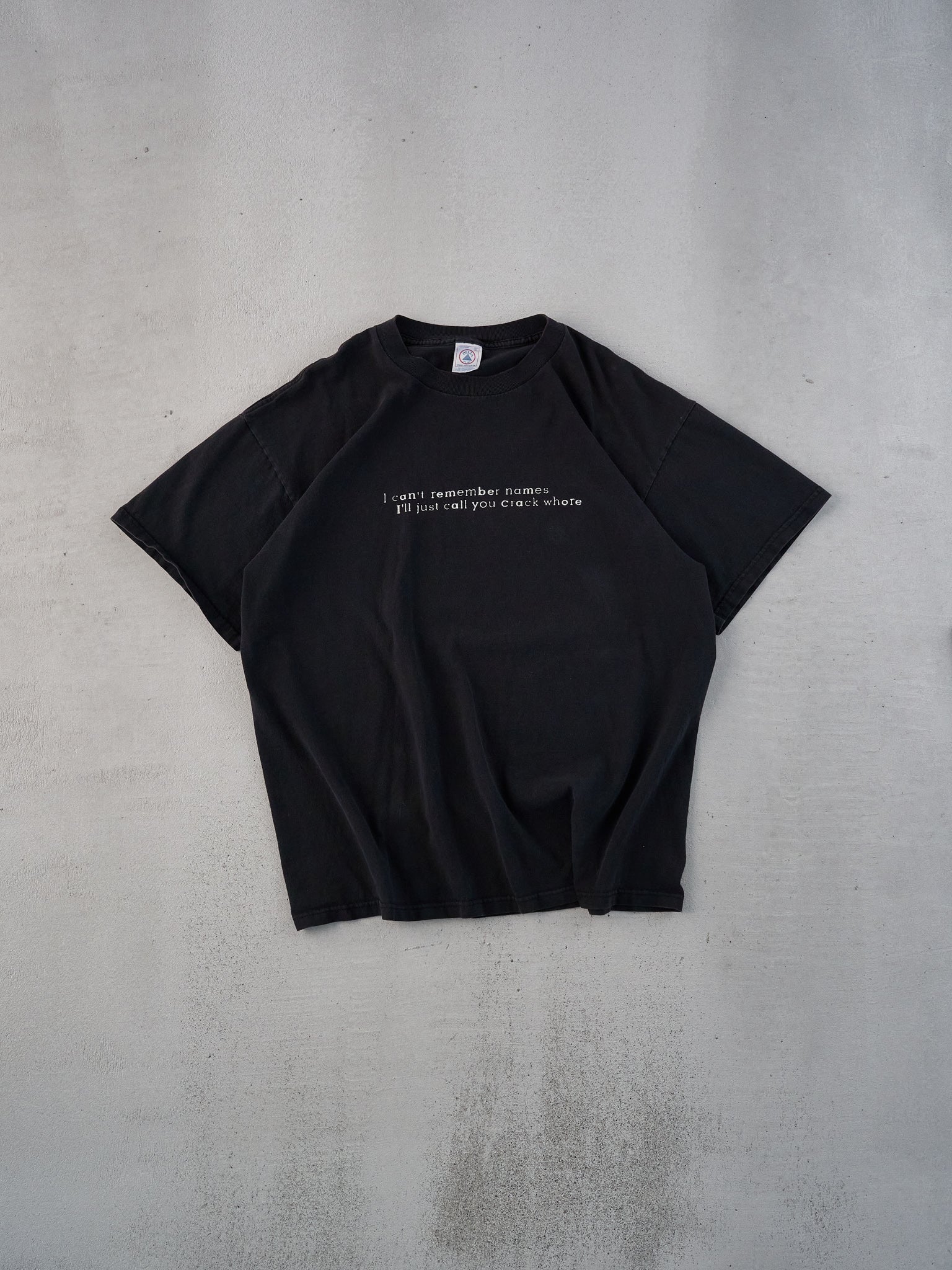 Vintage 90s Black "I can't remember names so I'll just call you crack whore" Tee (M)
